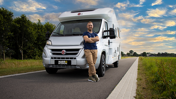 Harro with a camper