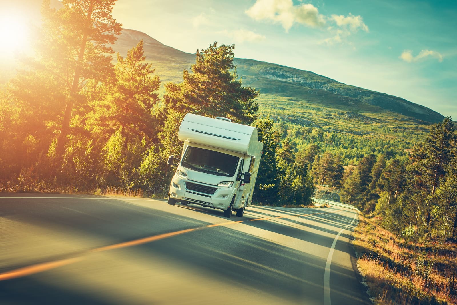 Motorhome on European mountain road